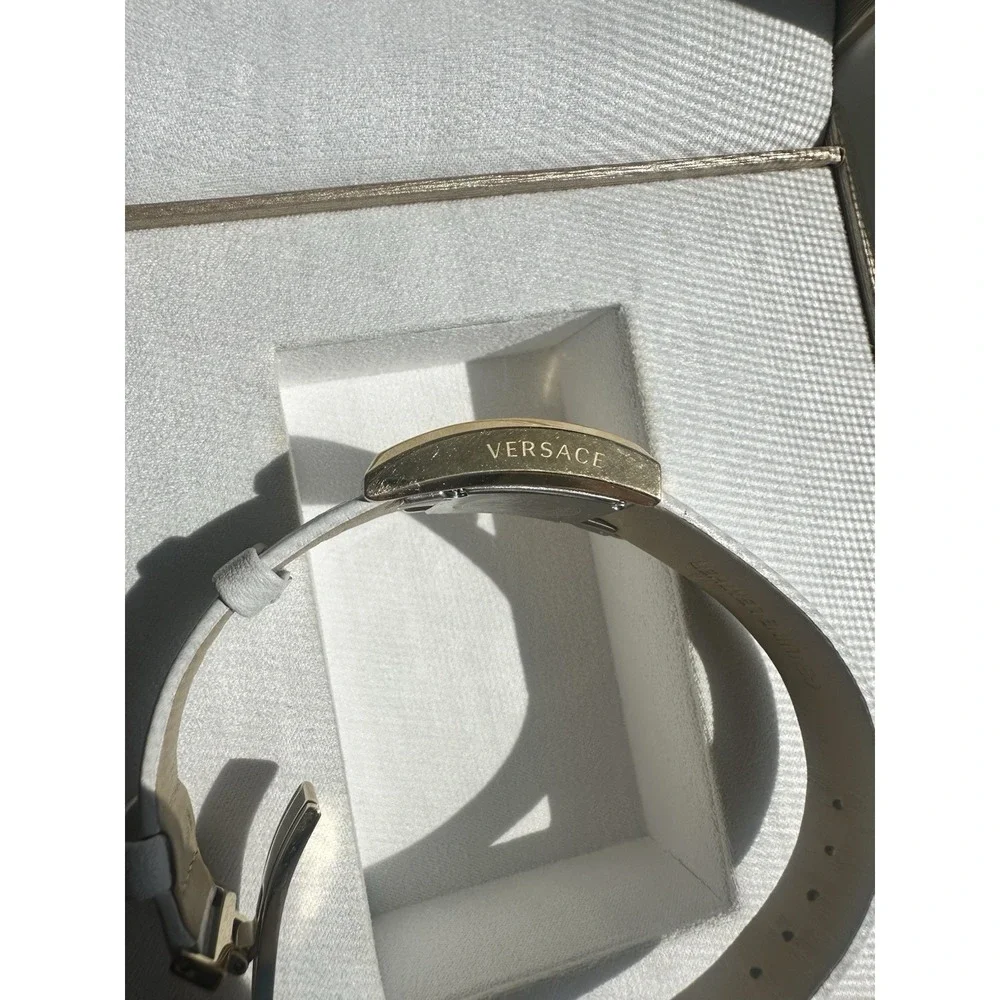 VERSACE Greca White Leather Woman's Watch VELU1218 Preowned